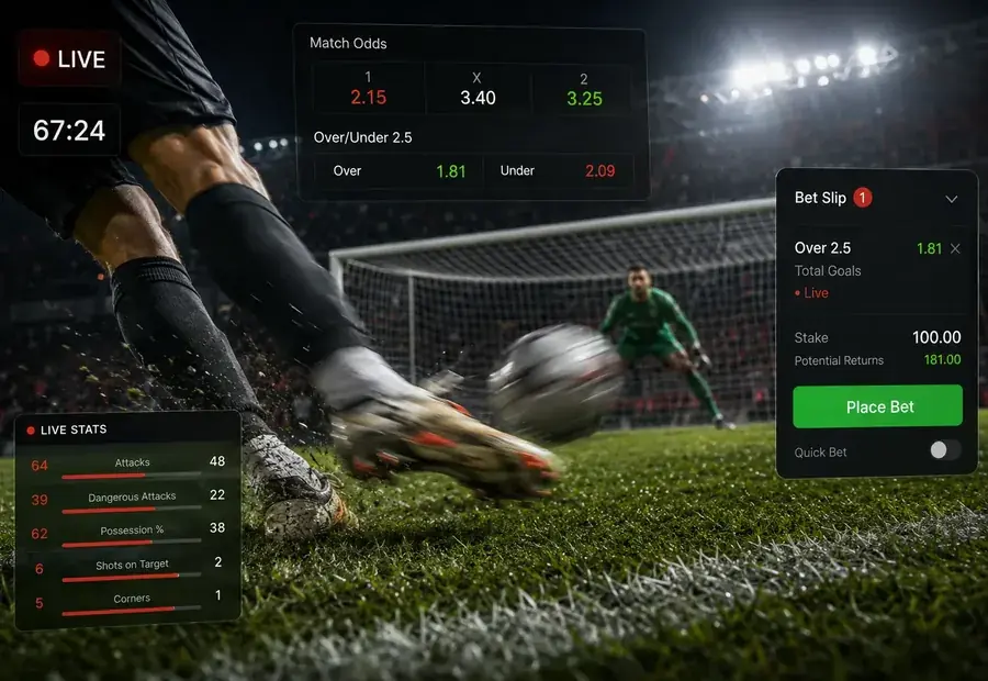 SportyBet live betting odds inside a football match